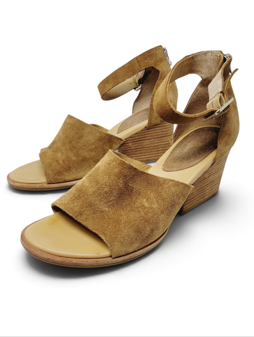 Kork-Ease Gazania block heel Brown Suede sandals with ankle strap